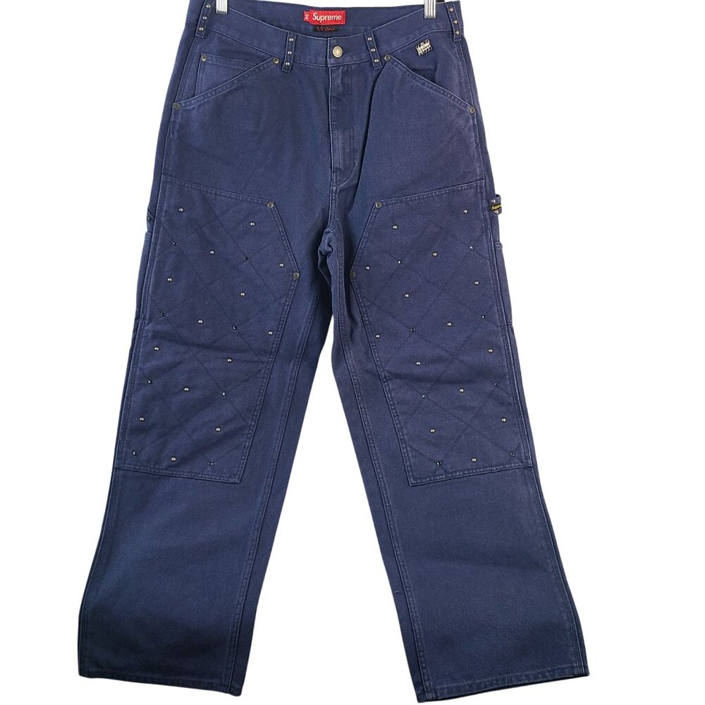 NEW Supreme B.B. Simon Studded Denim Carpenter Pants Navy Sz 34
